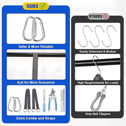 PAWCHIE Dog Grooming Hammock Harness for Dogs &amp; Cats with Pet Nail Clipper Trimmer - Cat Hanger Sling for Trimming Clipping Nails- Dog Hammock Restraint Bag for Small Medium Large Dog, Navy Blue XS