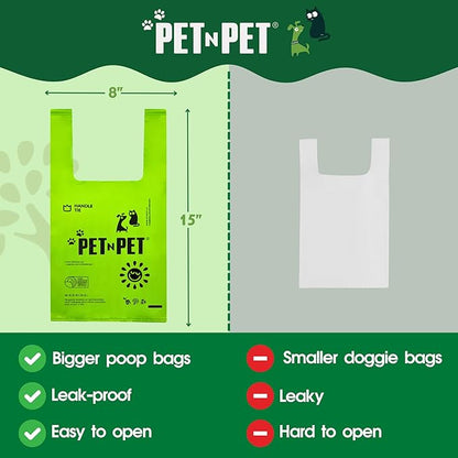 Pet N Pet 800 Counts Unscented Dog Poop Bags Rolls with Tie Handles, 38% Plant Based &amp; 62% PE Poop Bags for Dogs, Extra-Thick Doggie Poo Bag, Pet Waste Bag
