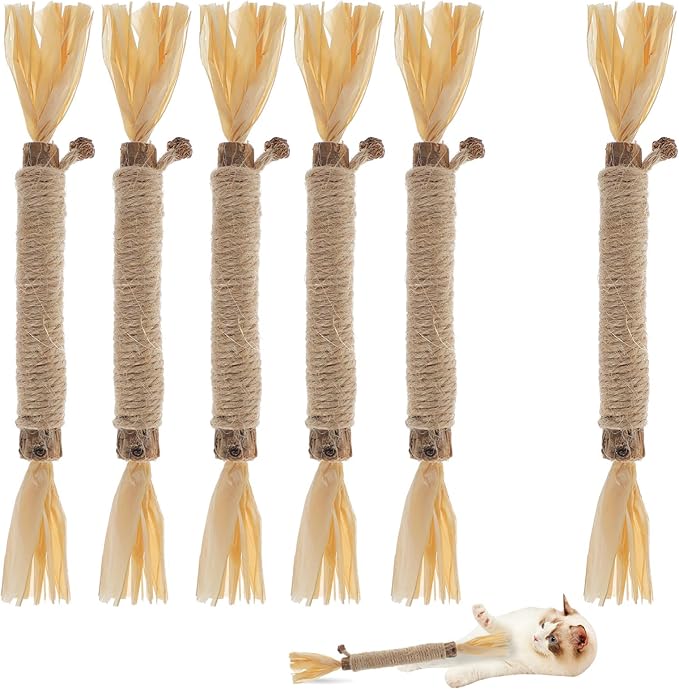 6 PCS Silvervine Sticks for Cats - Natural Cat Chew Toys for Teeth Cleaning, Kitten Teething &amp; Aggressive Chewers