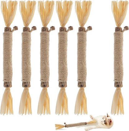 6 PCS Silvervine Sticks for Cats - Natural Cat Chew Toys for Teeth Cleaning, Kitten Teething &amp; Aggressive Chewers