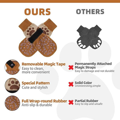 KOOLTAIL Dog Socks for Hot/Cold Pavement to Prevent Licking Paws Scratching,Anti Slip Pet Boots&amp;Paw Protector for Hardwood Floors,Traction Control Grip Booties for Small Medium Large Senior Dogs M