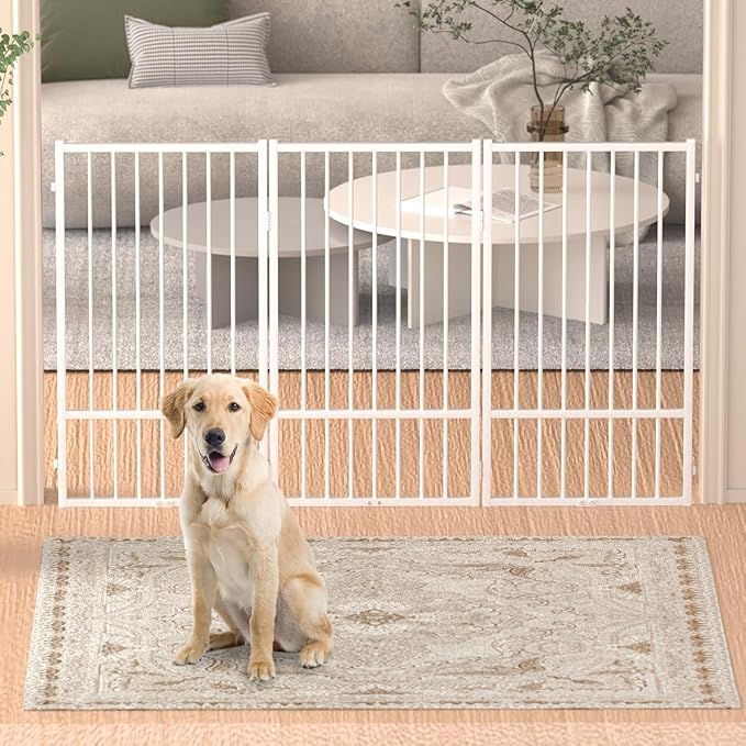 Full Metal Freestanding Dog Gate with Door, 36&