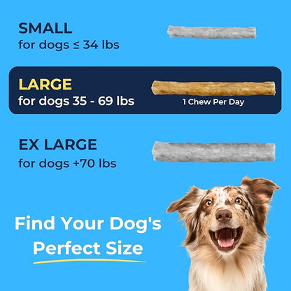 Tartar Shield Soft Rawhide Chews | Safe Dental Treats for Large Dogs | Vet VOHC Approved | Daily Bone Cleans Teeth &amp; Gums Fresh Breath Oral Health Support | USA Made | (Large Dogs / 8 Count)