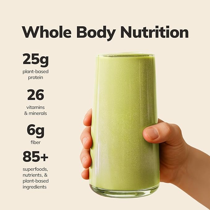 Ka’Chava Whole Body Meal Shake Matcha 2 lb – Vegan Protein Powder with 85+ Superfoods &amp; Greens – Plant-Based Meal Replacement with Probiotics &amp; Digestive Enzymes – Gluten &amp; Dairy Free (15 Servings)