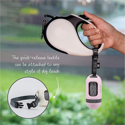 SVD.PET [2-Pack] Retractable Waste Bag Dispensers Gift Set, 2 Pet Waste Bag Holders with 60 large Waste Bags, Dog Walking Accessory Gift Value Pack (Black &amp; Primrose Pink)