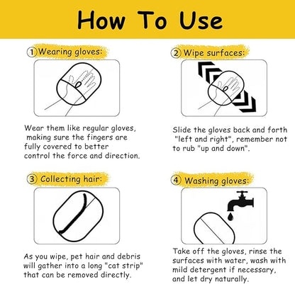 Vingtank 2Pcs Pet Hair Remover Glove, 2025 Upgraded Pet Hair Remover Electrostatic Gloves Reusable Cat &amp; Dog Hair Removal Tool for Couch, Furniture, Carpet, Car Seat