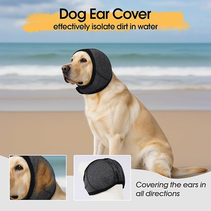 Dog Calming Hoodie, Dog Ear Muffs Noise Protection &amp; Anxiety Relief, No Shake Ear Wraps for Dogs Quiet Ears Cover Headband for Fireworks Grooming Swimming Bathing Force Drying