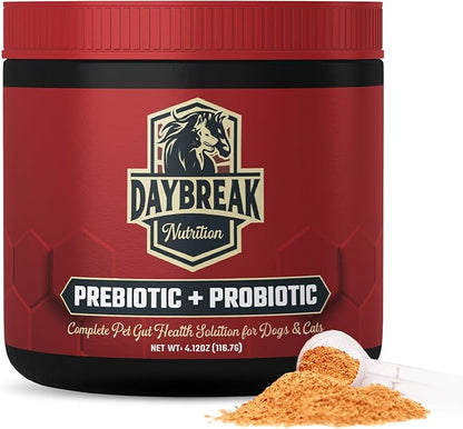 Probiotics for Cats &amp; Dogs - 6 Billion CFU Prebiotic &amp; Probiotic Powder - 8 Strains Pet Digestive Support - Gut Health Supplement with Flaxseed &amp; Pumpkin - 30 Day Supply with Scoop