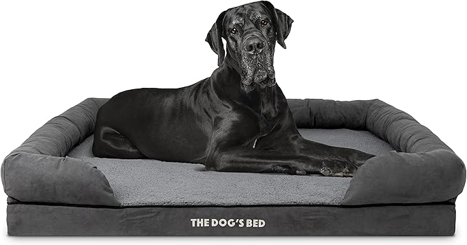 The Dog’s Bed Medium Support Memory Foam Dog Bed XXL Plush Grey 51.5x39, Pain Relief: Arthritis, Hip &amp; Elbow Dysplasia, Supportive, Calming, Waterproof Washable Cover,Veterinary-Approved