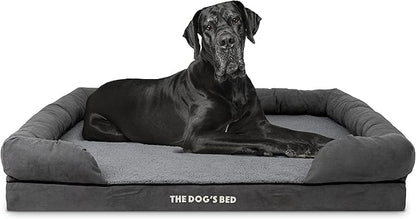 The Dog’s Bed Medium Support Memory Foam Dog Bed XXL Plush Grey 51.5x39, Pain Relief: Arthritis, Hip &amp; Elbow Dysplasia, Supportive, Calming, Waterproof Washable Cover,Veterinary-Approved