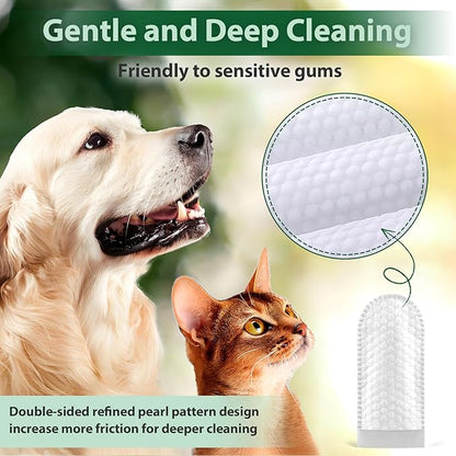 LANBEIDE Pet Teeth Cleaning Wipes for Dogs &amp; Cats 60 Counts, Dog Dental Wipes for Reducing Plaque &amp; Tartar, Breath Freshener Dental and Gum Care Finger Pet Wipes, No Hard Toothbrush