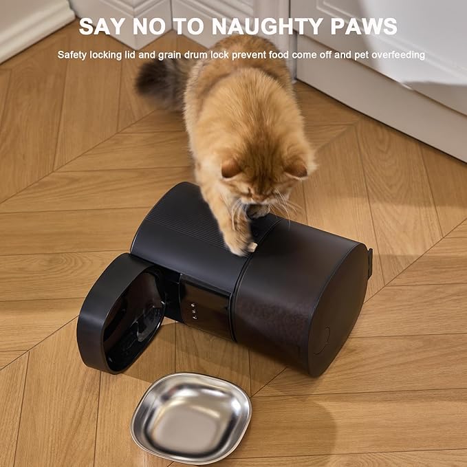 Automatic Cat Feeder WiFi with App Control, Voice Recorder, 4L Dry Pet Food Dispenser for Cats &amp; Dogs with Freshness Preservation, Custom Feeding Times &amp; Portions, Dual Power