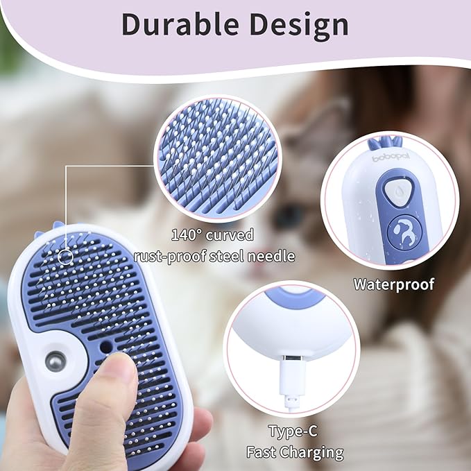 Cat Steam Brush, 3-in-1 Pet Steam Brush for Cats Shedding &amp; Grooming, Brushes for Indoor Cats, Anti-Static Hair Removal Comb with Water Tank, Gentle Grooming Supplies for Long &amp; Short Hair