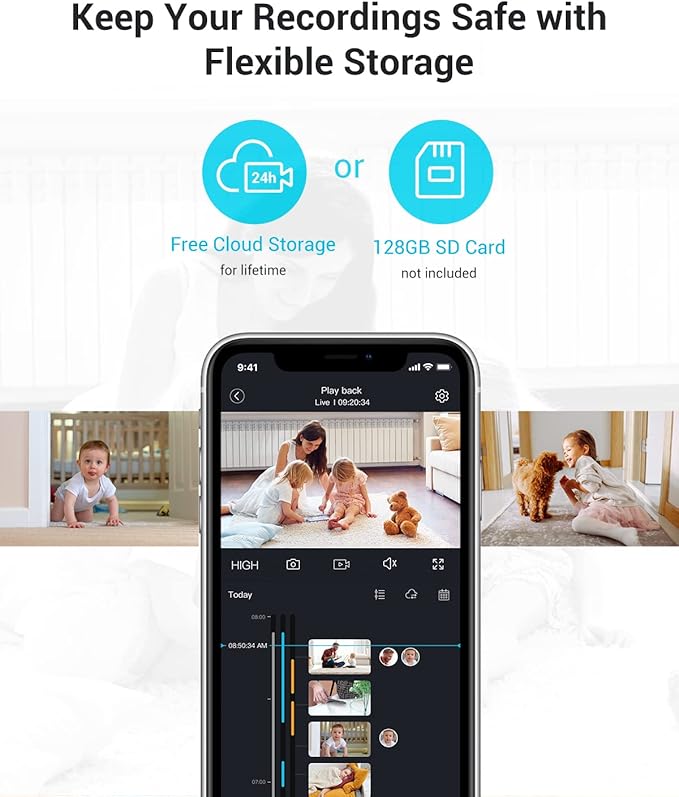blurams Cameras for Home Security, 2K Pet Camera with Phone App, 360° PTZ Indoor Cameras, 2-Way Talk, Motion Tracking, Color/IR Night Vision, Cloud&amp;SD, Works with Alexa (2Pack, 5GHz/2.4GHz Dual-Band)