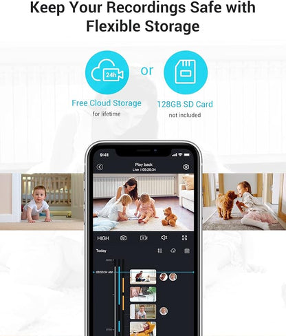 blurams Cameras for Home Security, 2K Pet Camera with Phone App, 360° PTZ Indoor Cameras, 2-Way Talk, Motion Tracking, Color/IR Night Vision, Cloud&amp;SD, Works with Alexa (2Pack, 5GHz/2.4GHz Dual-Band)