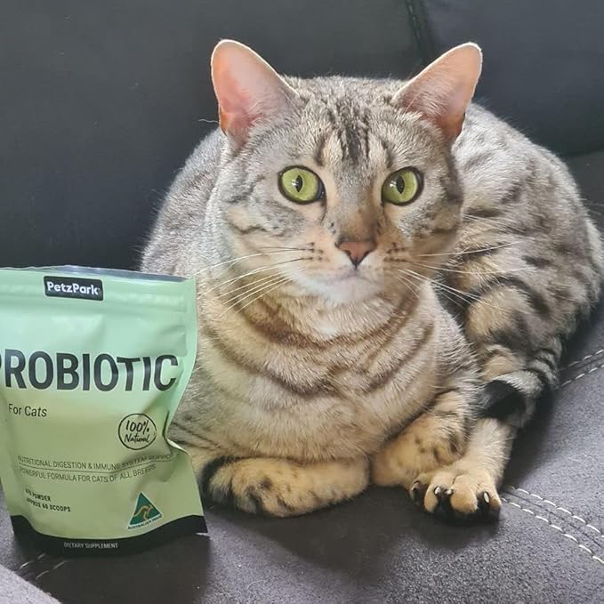 Probiotic for Cats &amp; Kittens - Cat Probiotic Powder for Hairball Prevention, Digestive Support, Immune Health, Prebiotics, and Diarrhea Relief - Suitable for Indoor Cats &amp; Kittens - 60 Scoops
