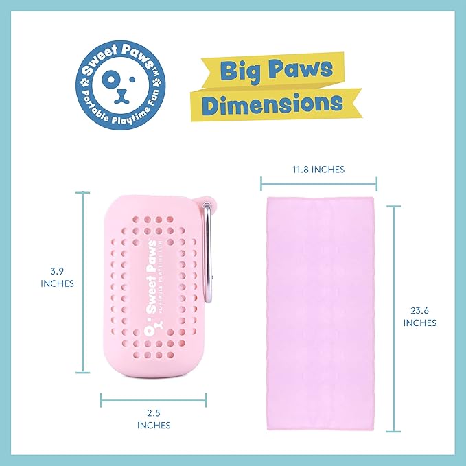Sweet Paws Portable Dog Paw Towel, Lightweight &amp; Super Absorbent Microfiber, Clips onto Leash, Quick Drying Towel for Dogs Paws with Silicone Case, Dry Dog’s Paws on The Go - 3 Pieces Set - Large