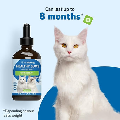Pet Wellbeing Healthy Gums for Cats - Gums &amp; Dental Health, Oral Care, Healthy Breath, Coenzyme Q10, Zinc Oxide, Calendula, Marshmallow Root - Veterinarian-Formulated Holistic Topical 4 oz (118 ml)