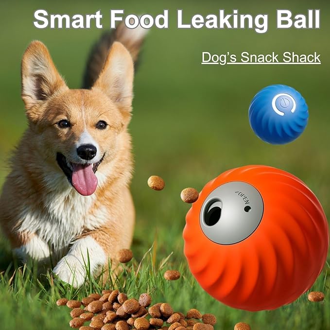 Zoomie Buddy 2.0, Zoomie Buddy for Dogs, 2 in 1 Smart Touch Interactive Dog Balls ＆ Pet Feeder, 2.83" Diameter, Suitable for Small/Medium Dogs, with Fruit Plush Cover (2*Blue, Bayberry)