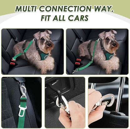 Lukovee Dog Seat Belt for Car, Adjustable Dog Car Harness for Large Medium Small Dogs, Soft Padded &amp; Breathable Mesh Dog Seatbelt with Car Strap and Carabiner((Double Clip 2 in 1),Small)