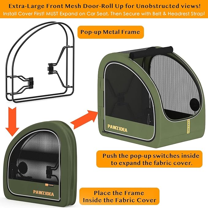 PAWZIDEA Dog Stroller for Large Dogs, Collapsible Pet Stroller with Detachable Carrier, Portable Dog Crate for Car Seat, Adjustable Handle, All-Terrain 9” Wheels, Ideal for Travel &amp; Outdoor Adventures