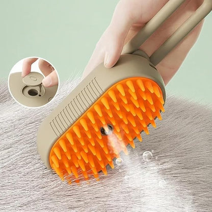 4-in-1 Cat Grooming Brush – Water Spray &amp; Self-Cleaning Shedding Brush for Cats &amp; Dogs – Pet Hair Removal &amp; Massage Comb for Long &amp; Short Hair (beige).