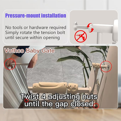Extra Wide Baby Gates 57.5-62 Inch, Large Metal Safety Gate for Stairs, Doorways - No Drilling, Pressure Mounted Pet Gates for Kids &amp; Dogs