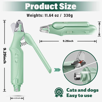 Dog Nail Clippers &amp; Cat Nail Clipper with Catcher, 2 in 1 Dog Nail Trimmers &amp; Grinder with Light for Large Small Dogs Cats,Silent Groom Pro Claw Trimmer, Rechargeable Dogs Nails Grinder Quiet