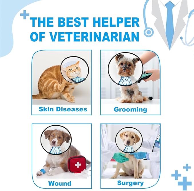 Supet Dog Cone Collar Adjustable After Surgery, Comfortable Pet Recovery Collar &amp; Cone for Large Medium Small Dogs, Elizabethan Dog Neck Collar Plastic Practical