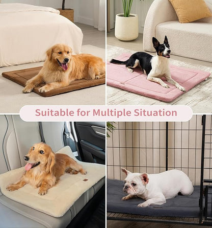MADE 4 PETS Dog Crate Pad Bed for Large Dogs, Washable &amp; Reversible, Anti-Slip Kennel Mat for Cozy Sleeping, Soft Fluffy Dog Bed for Indoor &amp; Outdoor Use, 36"x27", Pink