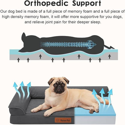 Chew Proof Dog Bed, 3" Memory Foam Dog Bed for Small and Medium Dogs, Removable and Washable Microsuede Cover, Waterproof Liner, Nonskid Bottom, 30x20 Inches S Dark Grey