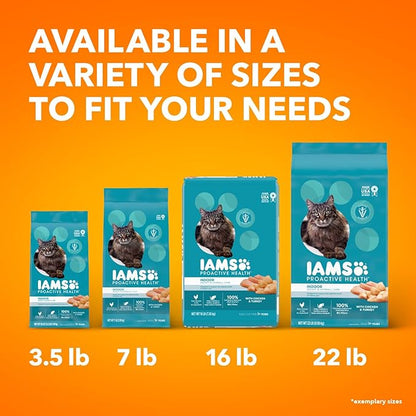IAMS Proactive Health Indoor Weight Control &amp; Hairball Care Adult Dry Cat Food, Chicken &amp; Turkey Recipe, 7 lb. Bag