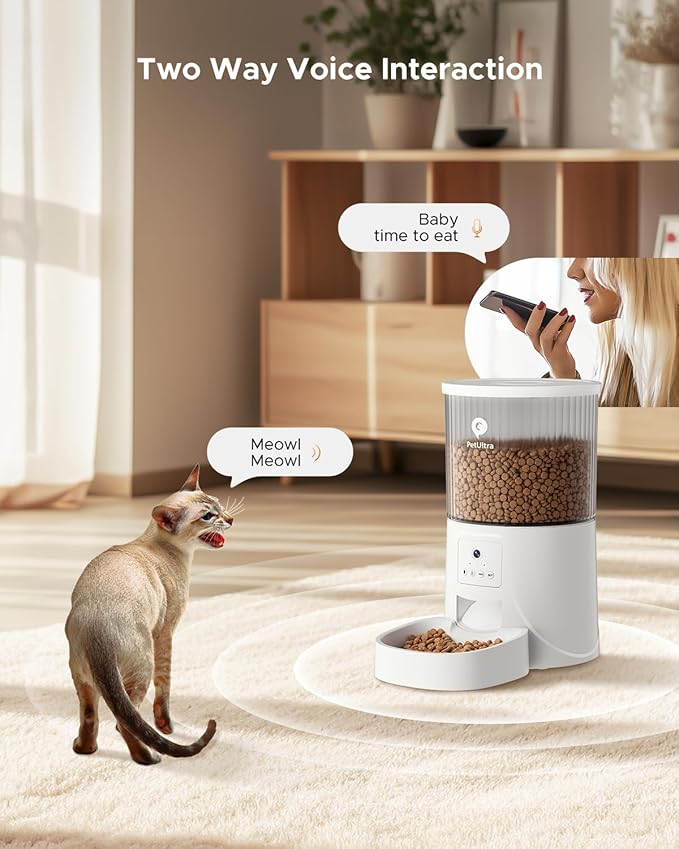 Automatic Cat Feeder with Camera - 2.4GHz APP - Controlled Cat Food Dispenser- Features HD Video for Indoor Use, Easy Setup &amp; Cleaning, 2 - Way Audio, and a Desiccant Bag to Keep Food Fresh