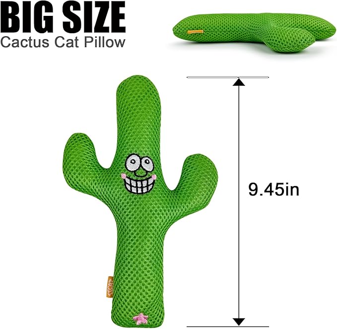 TTcat Catnip Silvervine Matatabi Pillow for Cats &amp; Kittens,Large Cat Cactus Toy Cat Kicker Toy Chew Toy for Indoor Cats.