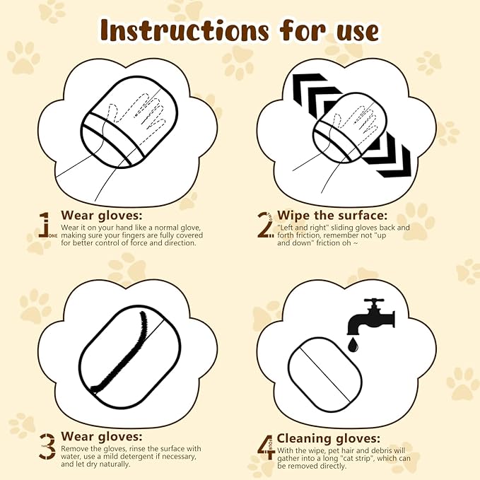 Pet Hair Remover Gloves,Electrostatic Removal for Pet Hair,Reusable Cat &amp; Dog Grooming Gloves for Clothing/Couch/Furniture/Carpet/Car Seat(2Pcs)