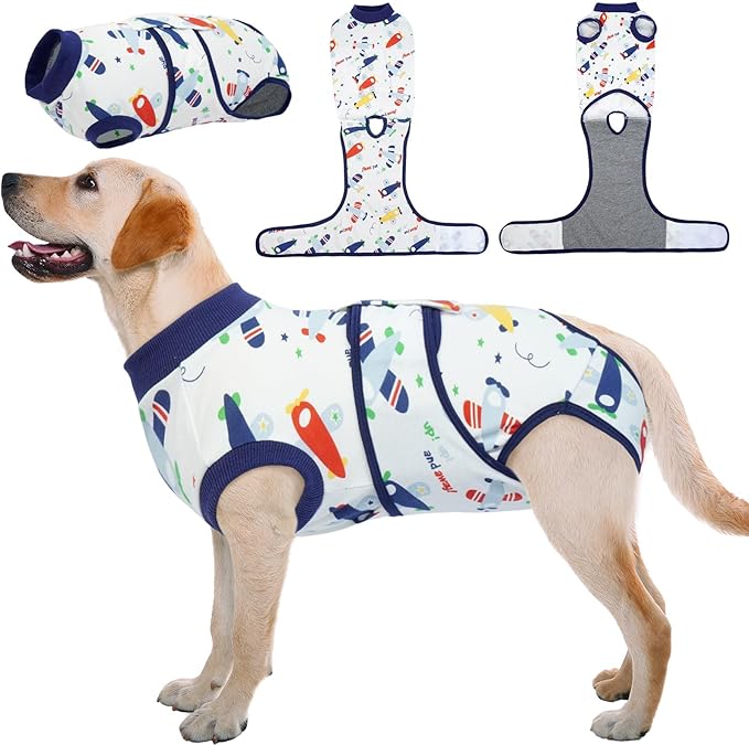Kuoser Recovery Suit for Dogs Cats After Surgery, Professional Pet Recovery Shirt Dog Abdominal Wounds Bandages, Substitute E-Collar &amp; Cone,Prevent Licking Dog Onesies Pet Surgery Recovery Suit