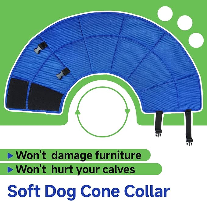 Dog Cone Collar S, Soft Cones for Large Medium Small Dogs,Adjustable Dog Cone Alternative to Stop Licking, Comfy Elizabethan Collar for After Surgery Wound Healing &amp; Hot Spots Blue