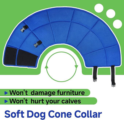 Dog Cone Collar S, Soft Cones for Large Medium Small Dogs,Adjustable Dog Cone Alternative to Stop Licking, Comfy Elizabethan Collar for After Surgery Wound Healing &amp; Hot Spots Blue