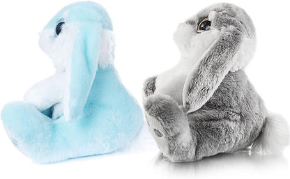 My OLi Bunny Stuffed Animal Pack of 2 Plush Rabbit 7in Stuffed Bunny with Floppy Ear Bedtime Friend Soft Toy Gifts for Girls Boys Kids, Gray &amp; Blue