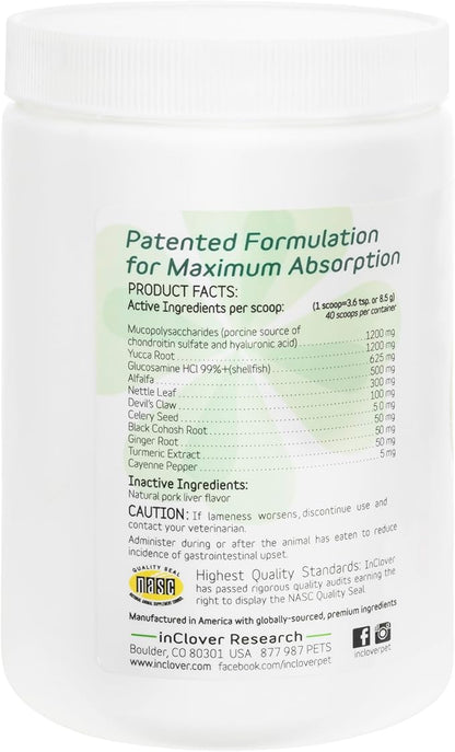 InClover Connectin Natural Hip &amp; Joint Supplement for Dogs with Glucosamine, Chondroitin &amp; Hyaluronic Acid - Powder for Dog Mobility, Comfort &amp; Active Lifestyle Support, 12oz