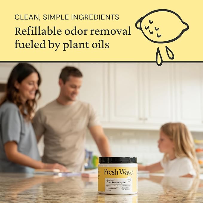 Fresh Wave Lemon Odor Removing Gel, 15 oz., Pack of 2 - Safer Odor Absorbers for Home, Natural Plant-Based Odor Eliminator, Every 15 oz. lasts 30-60 Days, For Cooking, Trash &amp; Pets