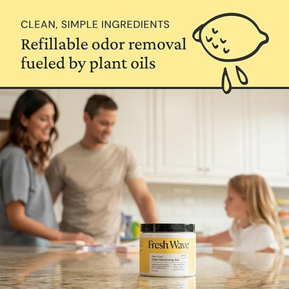 Fresh Wave Lemon Odor Removing Gel, 15 oz., Pack of 2 - Safer Odor Absorbers for Home, Natural Plant-Based Odor Eliminator, Every 15 oz. lasts 30-60 Days, For Cooking, Trash &amp; Pets