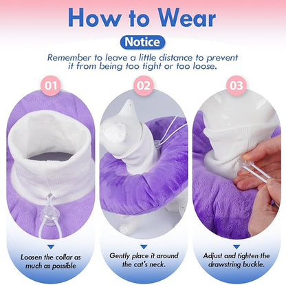 Cat Cone Collar Soft, Adjustable &amp; Lightweight Kitten Elizabethan e Collar to Stop Licking After Surgery, Ideal for Wound Recovery, Durable &amp; Machine Washable, Purple Small