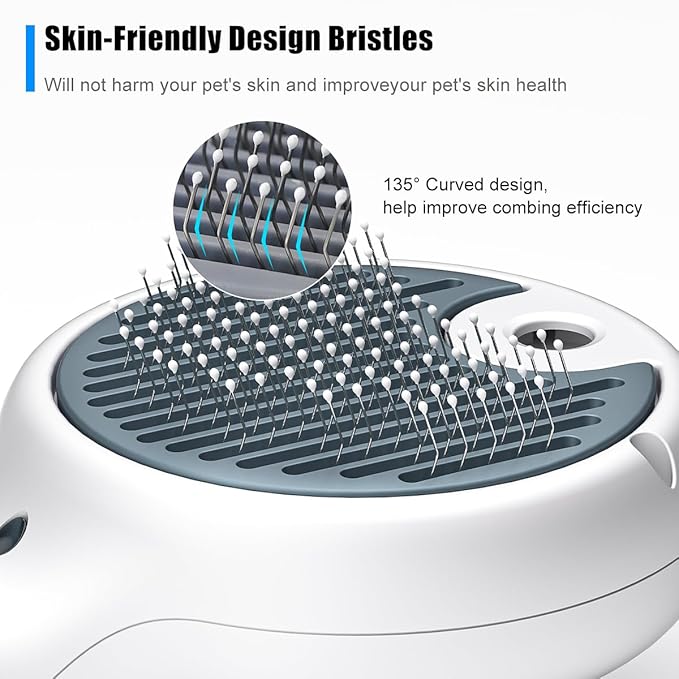 Cat Steam Brush for Indoor Cats – 3-in-1 Grooming Tool with Water Spray, Self-Cleaning Hair Comb for Long &amp; Short Haired Cats and Dogs