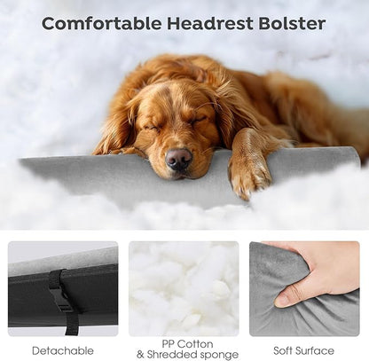 Veehoo Large Elevated Dog Bed, Outdoor Raised Dog Cot Hammock Bed with One-Sided Removable Headrest Bolster, Cooling Breathable Washable Teslin Mesh, Off Ground, Anti-Slip, L, CWC2204BCP
