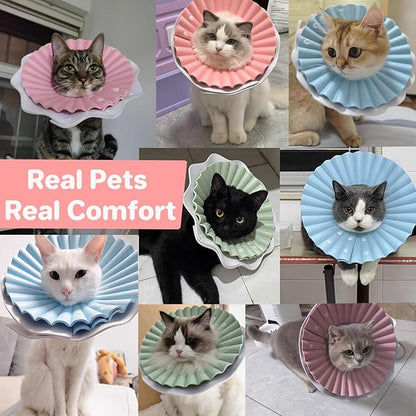 Soft Cat Cone Collar for Cats– Adjustable Lightweight Recovery E-Collar to Stop Licking, Scratching &amp; Biting After Surgery, Comfortable Wound Healing Cone Alternative (Pink, M)