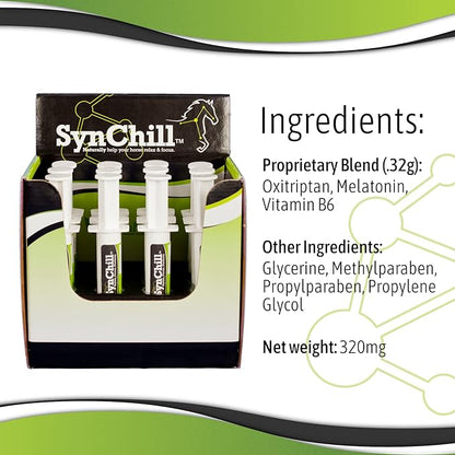 SynChill Oral Horse Calming Gel, 100% Natural &amp; Nutritional Supplement, Lab Proven Results, Designed for Focus &amp; Performance, Approved by Olympic Professionals &amp; Veterinarians, Made in USA - 1 Pack