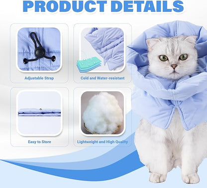 Cat Recovery Collar, Soft Adjustable Cone for Cats and Kittens, Lightweight Waterproof Elizabethan Collar for After-Surgery Care, Prevent Licking and Scratching, Neck Protector for Pets（Light Blue,S）