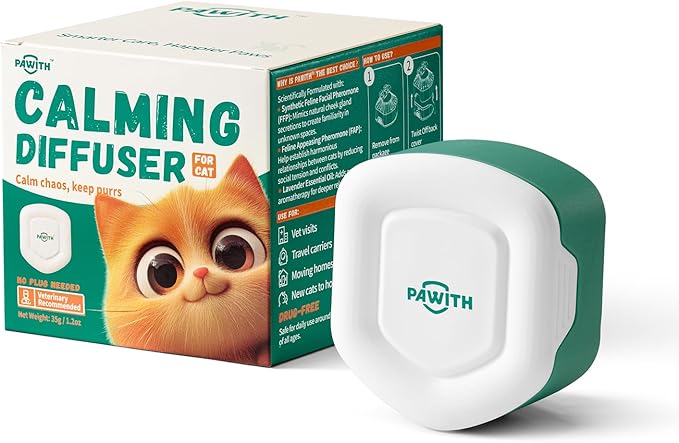 Cat Calming Diffuser for Travel – Pheromone Diffuser for Cats &amp; Kittens to Reduce Anxiety and Stress-Related Behaviors, No Electricity Needed, Long-Lasting Enhanced Calming Aid (1 Pack)