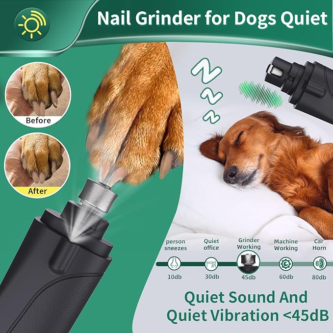 2-in-1 Dog Nail Clippers &amp; Cat Nail Clippers Trimmers for Large Medium Small Dogs Cats Claw Trimmer Quick Sensor and Safety Guard USB Rechargeable with 2 LED Lights Dogs Nail Trimmer